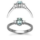 18ct White Gold D 0.08ct Aquamarine 0.31ct 3 Stone Ring