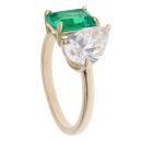 9ct Yellow Gold 2.07ct Pear Cut Lab Grown Diamond And Created Emerald Ring