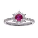 18ct White Gold Ruby And Diamond Cluster Ring