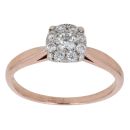 9ct Rose Gold 0.25ct Brilliant Cut Diamond Cluster Ring