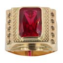14ct Yellow Gold Red Gem Signet Ring
