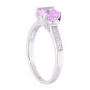 9ct White Gold Pink Sapphire and Diamond Square Ring
