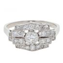 Platinum 0.55cts Diamond Deco Inspired Ring