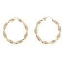 14ct Yellow Gold Greek Key Twist Hoop Earrings