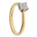 18ct Yellow Gold 0.35ct Princess Cut Diamond Cluster Ring