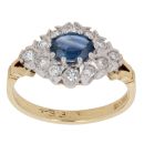 18ct Yellow Gold 0.33ct Brilliant Cut Diamond and Sapphire Cluster Ring