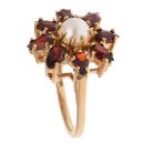 9ct Yellow Gold Pearl and Garnet Cluster Ring
