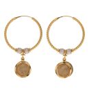 22ct Yellow and White Gold Dropper Hoop Earrings