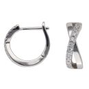 Silver Cubic Zirconia Crossover Hoop Earrings By Icesia