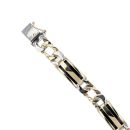 14ct Yellow Gold & White Gold Black Stone Curb Link Bracelet 8.5"