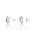 9ct White Gold Lavender Amethyst Halo Lab Grown Diamonds Earrings With D VVS