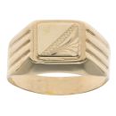 14ct Yellow Gold Square Patterned Signet Ring