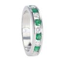 9ct White Gold Diamond And Emerald Half Eternity Ring by Anya Belle