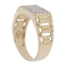 9ct Yellow Gold 0.10ct Brilliant Cut Diamond Greek Key Signet Ring