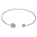 Silver Cubic Zirconia Heart Torque Bangle By Icesia