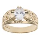 9ct Yellow Gold Cubic Zirconia Patterned Ring