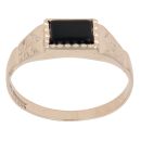 9ct Yellow Gold Onyx Square Patterned Signet Ring