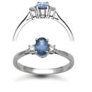 18ct White Gold D 0.08ct Sapphire-0.58ct 3 Stone Ring