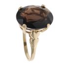 9ct Yellow Gold Smoky Quartz Single Stone Ring