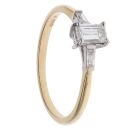 18ct Yellow Gold 0.55ct Emerald and Baguette Cut Diamond Solitaire Ring