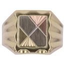 18ct Yellow White and Rose Gold Brushed Signet Ring