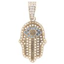 9ct Yellow Gold Multi-Gemstone Hamza Hand Pendant