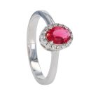 Silver Cubic Zirconia And Red Cluster Ring by Icesia