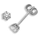 18ct White Gold 0.35ct Six Claw Diamond Solitaire Stud Earrings