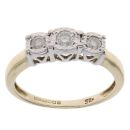 9ct Yellow Gold 0.25ct Brilliant Cut Diamond Trilogy Ring