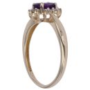 9ct Yellow Gold 0.05ct Diamond and Amethyst Cluster Ring