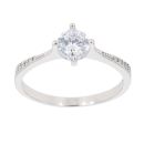 Silver Cubic Zirconia Single Stone Ring by Icesia