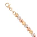 18ct Yellow, White and Rose Gold Bead Bracelet 7"
