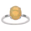 9ct White Gold 0.02ct Sapphire and Opal Ring