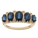 18ct Yellow Gold 0.04ct Diamond and Sapphire Five Stone Ring