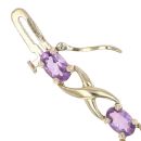9ct Yellow Gold Amethyst Crossover Bracelet 7"