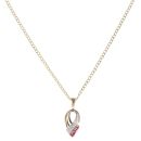 9ct Yellow Gold 0.01ct Diamond And Ruby Pendant and Chain 18"