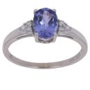14ct White Gold 0.10ct Diamond and Tanzanite Ring