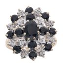 9ct Yellow Gold 0.05ct Diamond and Sapphire Cluster Ring