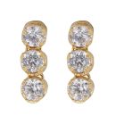 Gold Plated Silver Cubic Zirconia Triple Drop Stud Earrings