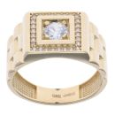 14ct Yellow Gold Cubic Zirconia Signet Ring