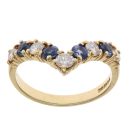 18ct Yellow Gold 0.50ct Brilliant Cut Diamond and Sapphire Wishbone Ring