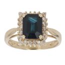 14ct Yellow Gold 0.20ct Brilliant Cut Diamond and Sapphire Cluster Ring