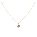 Children's 14ct Yellow Gold Pink Gemstone And Cubic Zirconia Heart Pendant And Chain 18"