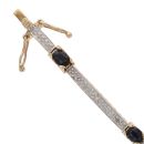 9ct Yellow And White Gold 0.10ct Diamond And Sapphire Bracelet 7"