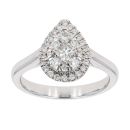 9ct White Gold 0.50ct Diamond Pear Cluster Ring
