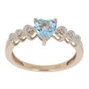 9ct Yellow Gold 0.06ct Diamond And Created Topaz Heart Ring