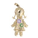 9ct Yellow Gold Multi Gem Ragdoll Pendant