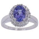 14ct White Gold 0.50ct Brilliant Cut Diamond and Tanzanite Cluster Ring