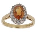 18ct Yellow Gold 0.08ct Diamond And Citrine Cluster Ring