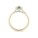 9ct Yellow Gold Peridot Diamond Halo Ring